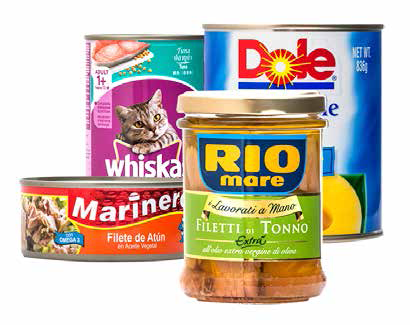Label products for tuna cans, pet food, fruits, etc.